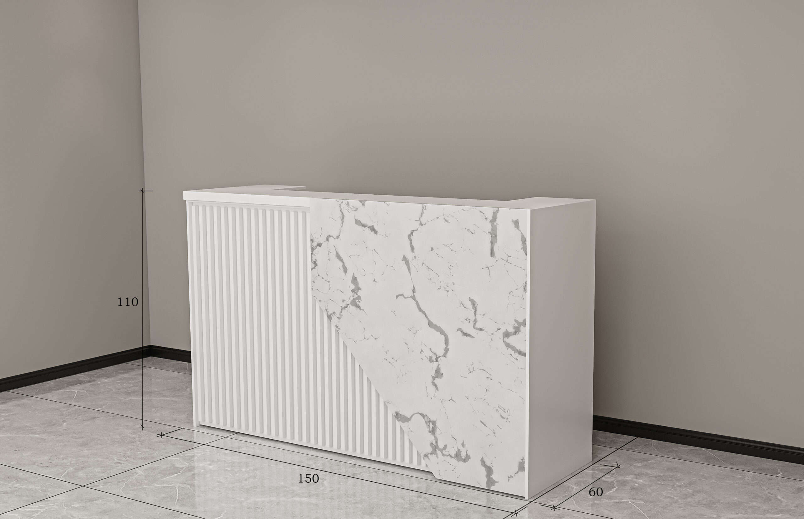 Kassentheke Modell 3002 Länge 1500 cm x Höhe 110 cm x Tiefe 60 cm